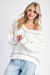 Fuzzy Loose Fit V-Neck Top