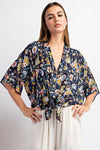 Floral Printed Tie Blouse Top