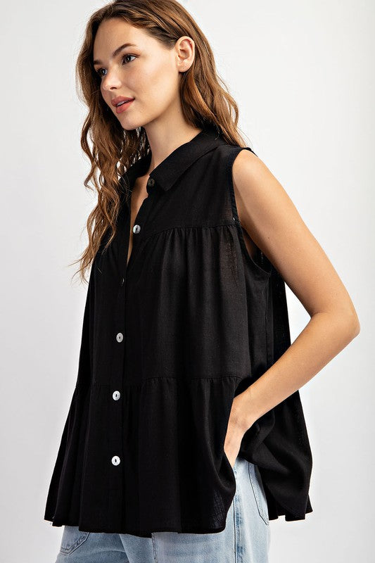 Soft Washed Tiered Sleeveless Top