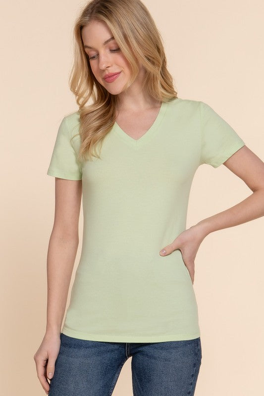 Short Sleeve V-Neck Jersey Top