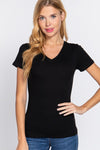 Short Sleeve V-Neck Jersey Top