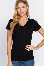 Short Sleeve V-Neck Jersey Top