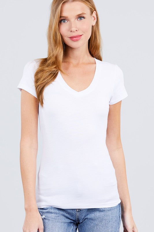 Short Sleeve V-Neck Jersey Top