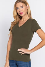 Short Sleeve V-Neck Jersey Top