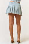 Stretch Denim Pleated Mini Skirt