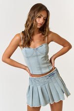 Stretch Denim Bustier Top