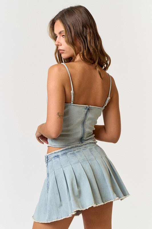 Stretch Denim Bustier Top