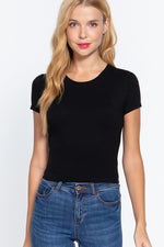 Short Sleeve Crew Rib Crop Top