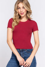 Short Sleeve Crew Rib Crop Top