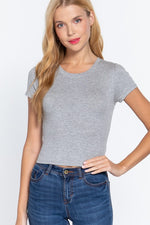 Short Sleeve Crew Rib Crop Top