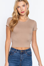 Short Sleeve Crew Rib Crop Top