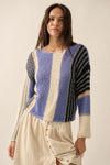 Colorblock Striped Boatneck Sweater