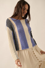 Colorblock Striped Boatneck Sweater