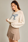 Ribbon Crew Neck Sweater Top