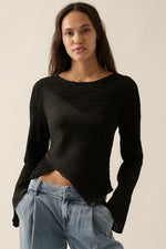 Wavy Texture Rib Asymmetrical Top