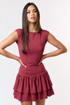 Cap Sleeve Slinky Layered Mini Dress