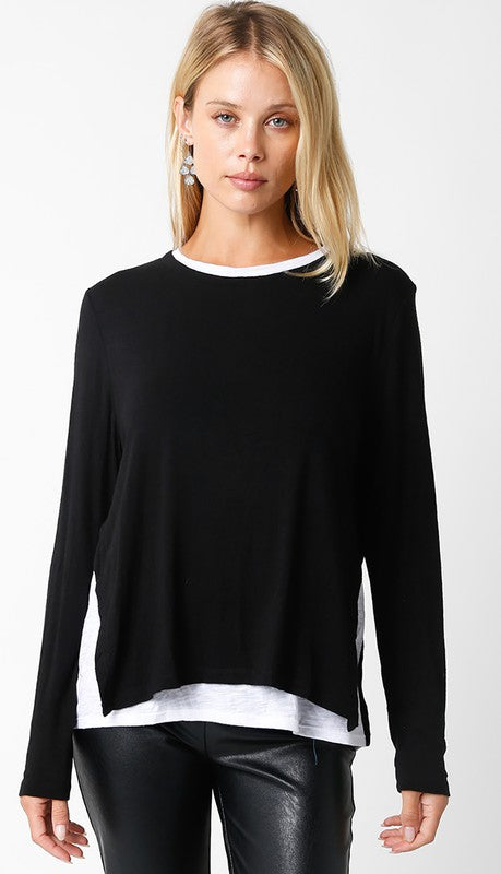 Lined Crew Neck Sweater