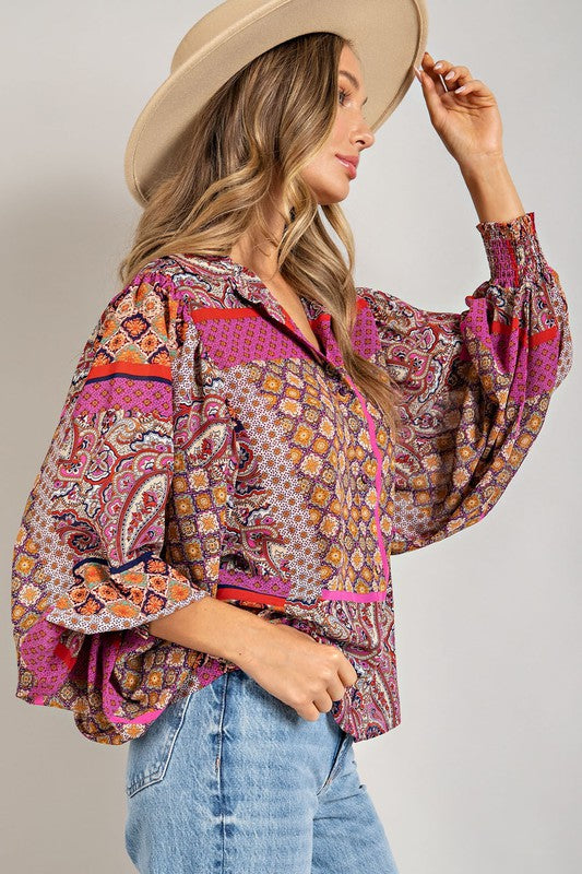 Boho Puff Sleeve Top