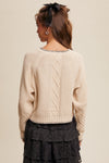 Bow Embroidered Knit Button Up Cardigan