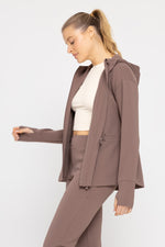 Jacquard Ribbed Hooded Jacket