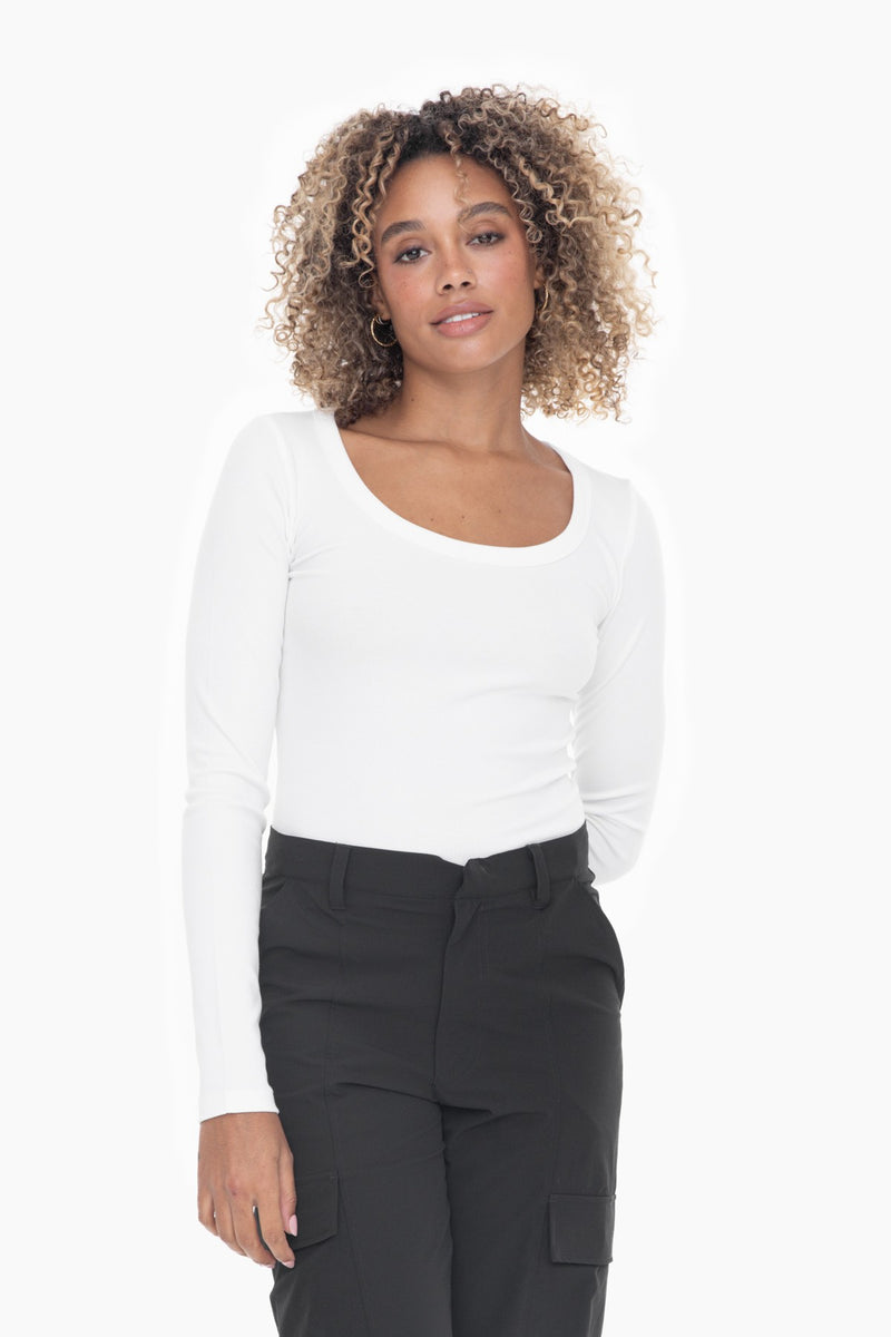 Slim Fit Scoop Neck Long Sleeve Top