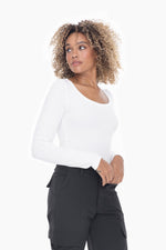 Slim Fit Scoop Neck Long Sleeve Top