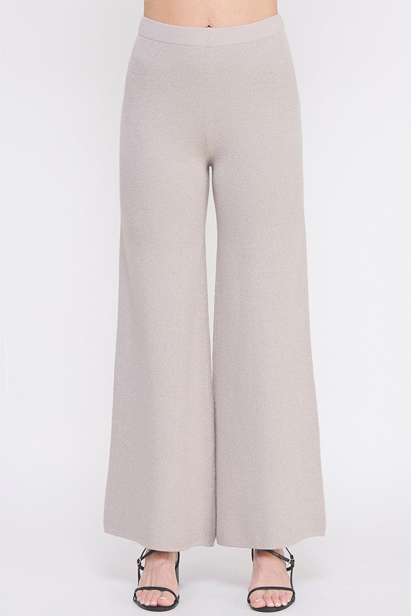 Soft Lurex Fine Gauge Wide Leg Pant