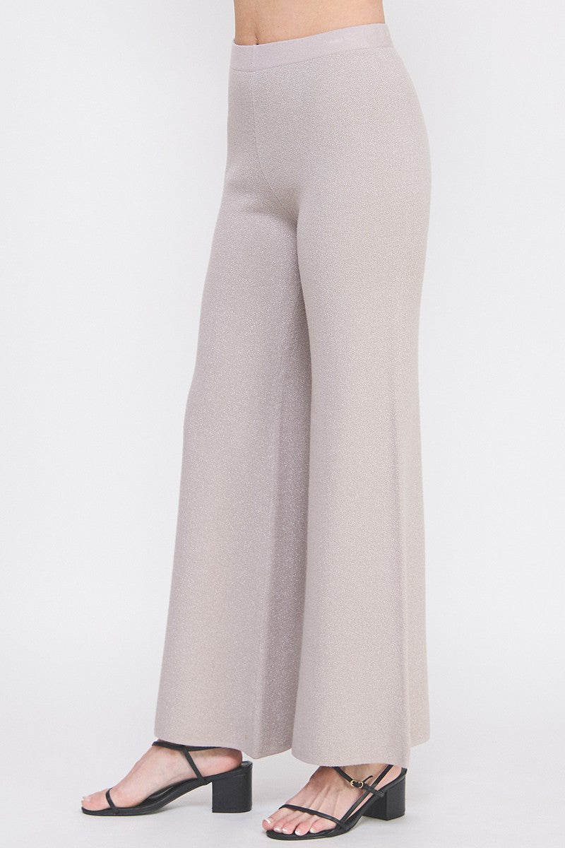 Soft Lurex Fine Gauge Wide Leg Pant