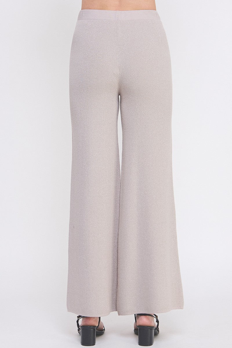 Soft Lurex Fine Gauge Wide Leg Pant