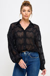 Romantic Sheer Button Front Blouse