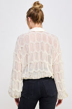 Romantic Sheer Button Front Blouse