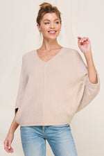 Elbow Sleeve Mixed Texture Sweater