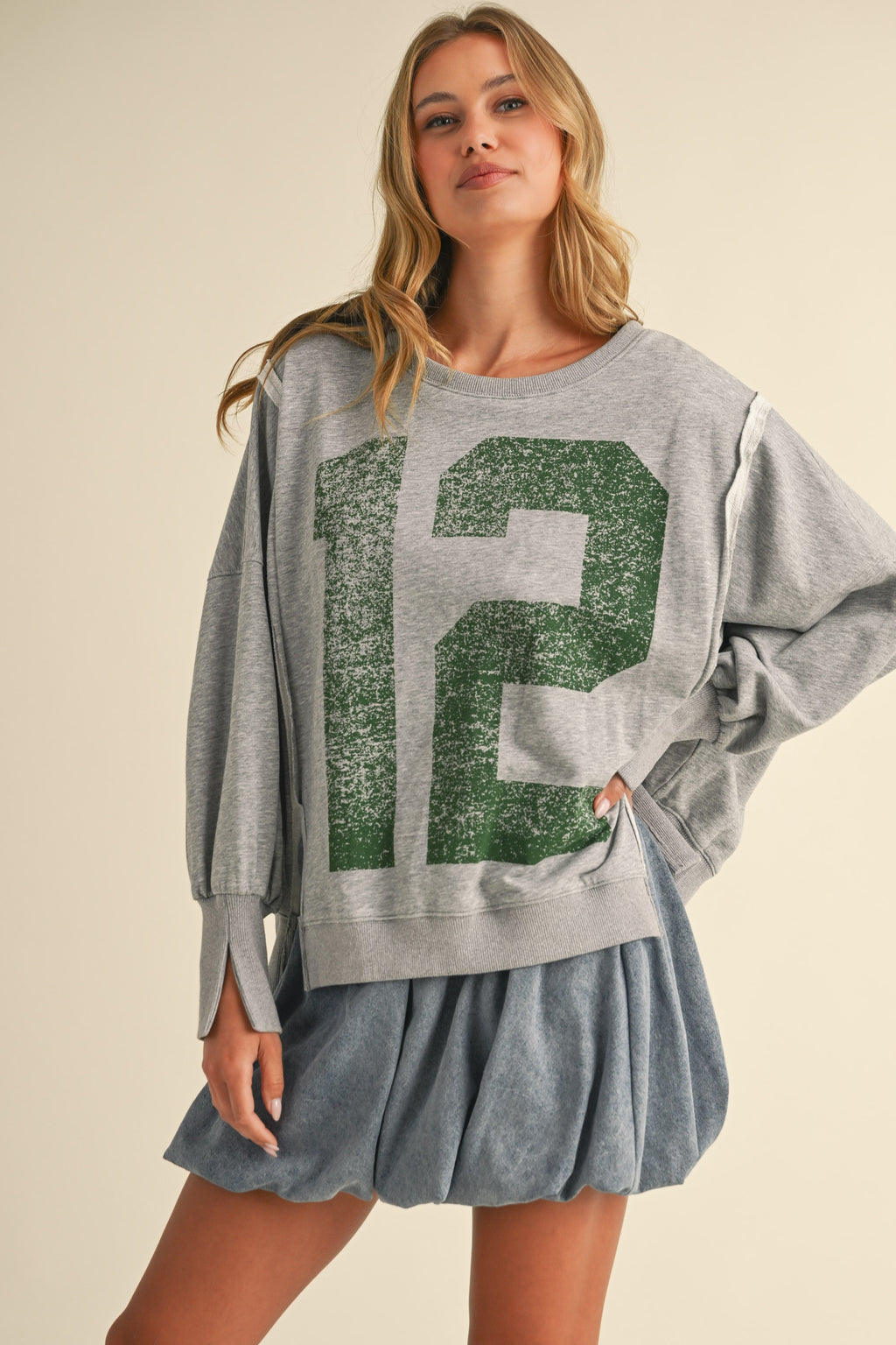 French Terry Printed Oversized Sweatshirt