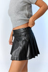 Violet Pleated Faux Leather Skort