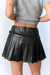 Violet Pleated Faux Leather Skort