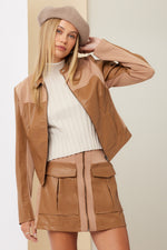 Mix And Match Faux Leather Jacket