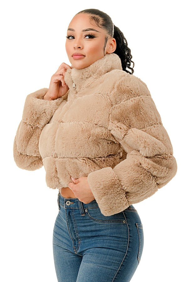 All Over Fur High Neck Jacket