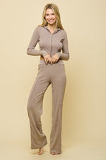 Ribbed Hoodie Top And Pant Set