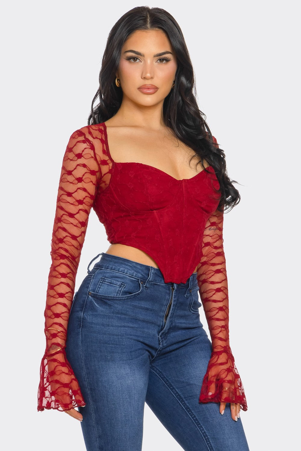 Long Lace Sleeve Top