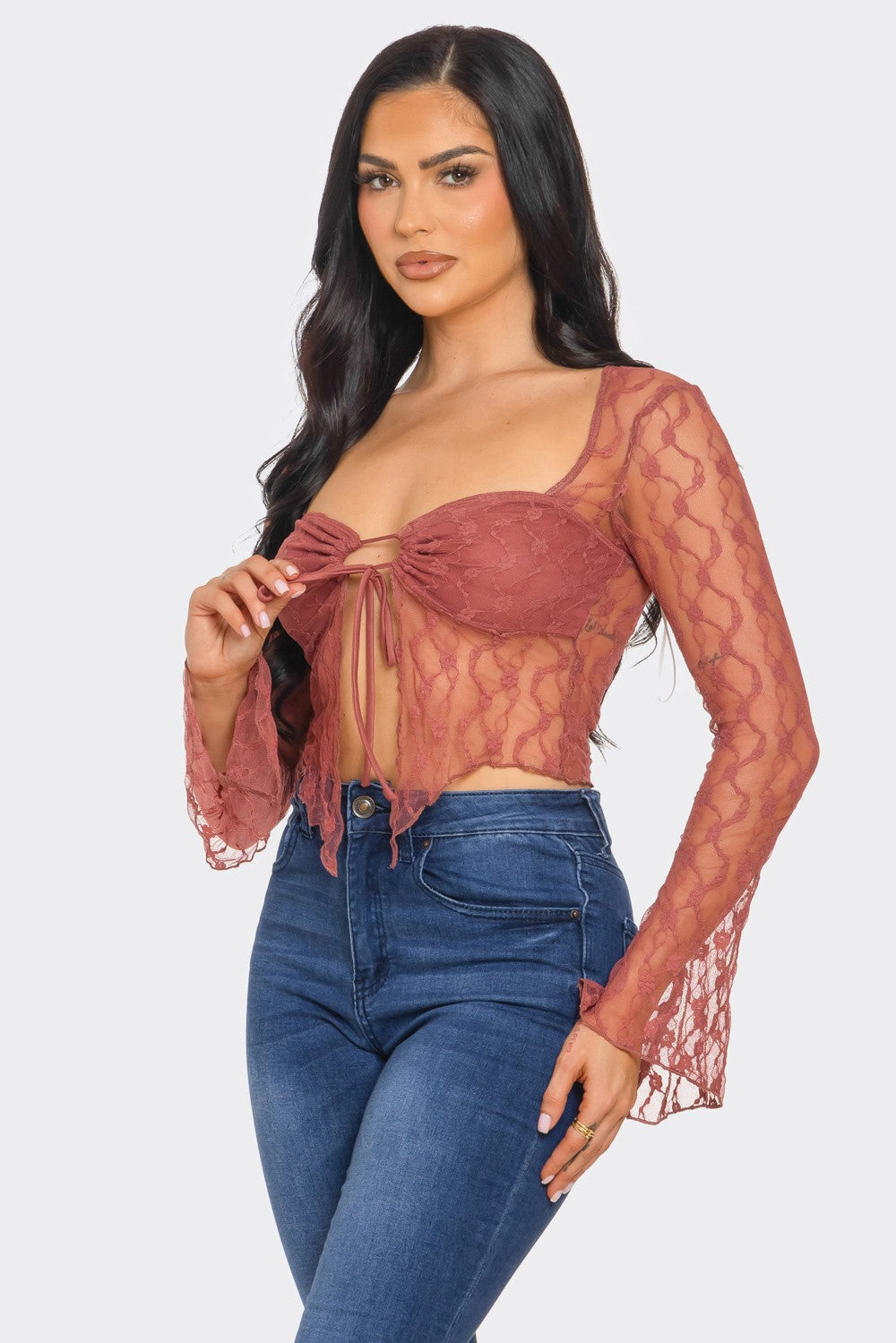 Tie Front Lace Top