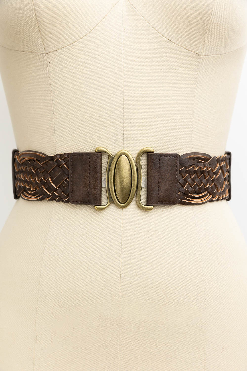 Oval Buckle Braided Elastic Belt