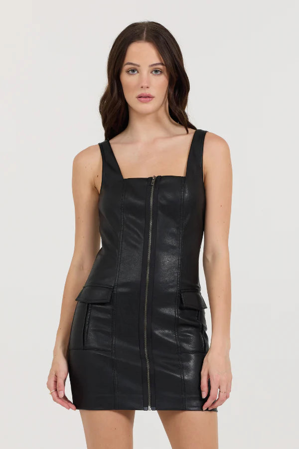 Vintage Havana Leather Zip Front Dress