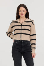 Vintage Havana Stripe Double Zip Sweater