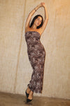 Leopard Mesh Tube Maxi Dress