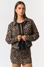 Crop Leopard Jacquard Print Jacket