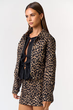 Crop Leopard Jacquard Print Jacket