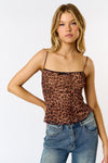 Leopard Mesh Scalloped Edge Cami Tank