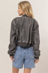 Washed PU Bomber Jacket