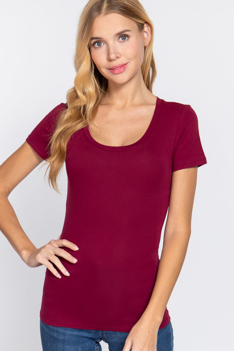 Short Sleeve Scoop Neck Top