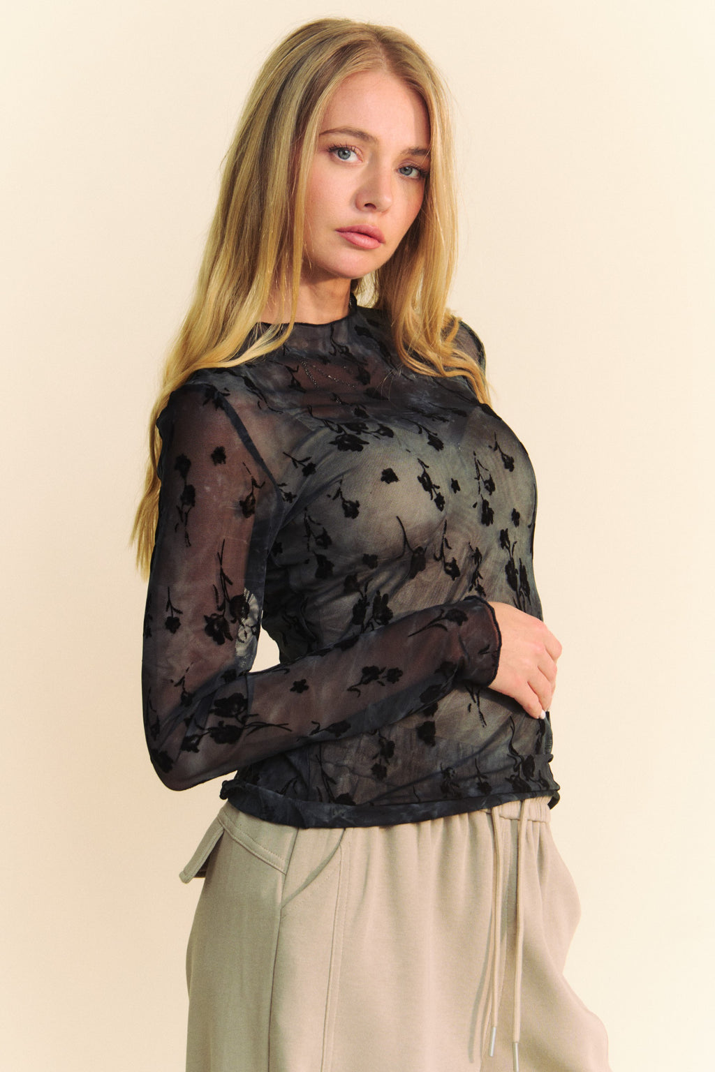 Floral Mesh Layering Top